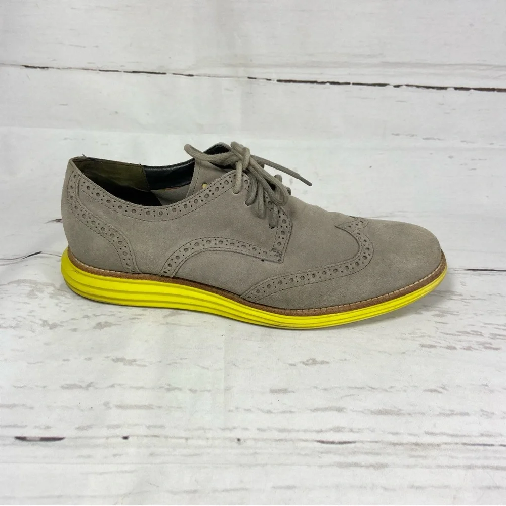 Cole Haan Lurnagrand‎ Shoes Men’s 9.5M Gray Wingtip Oxfords Suede